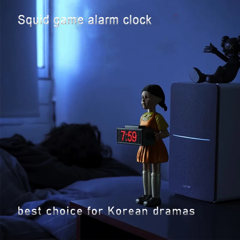 New squid game bullet catapult wake up alarm clock squid clock red