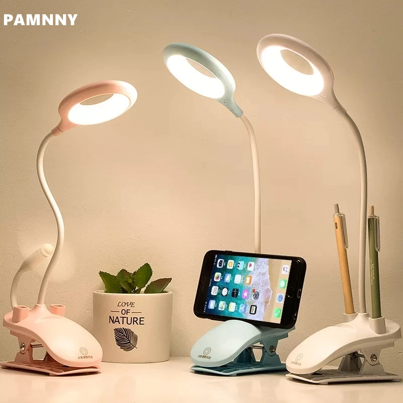 

Led Eye Protection Desk Lamp Creative Touch Charging And Inserting Dual-purpose Reading Light USB Charging Table Lamp With Clip