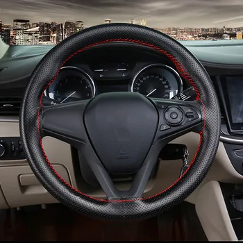 

Braid On Steering Wheel 38cm Hand-stitched Car Steering Wheel Cover Soft Leather with Needle and Thread Car Interior Accessories