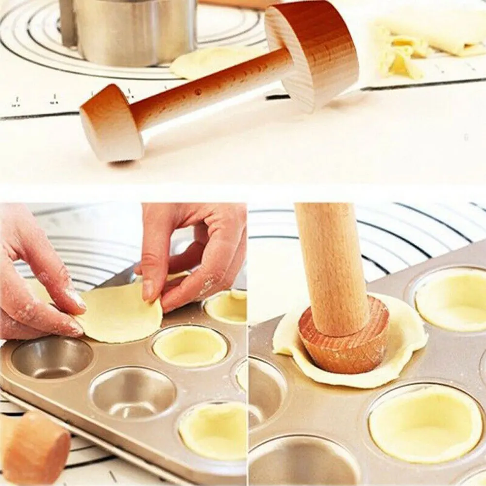 Портативный прочный нетоксичный DIY Форма для выпечки кухонный инструмент деревянный двухсторонний ремесло яйцо пирожное трамбовщик домашний кондитерский толкатель Маффин