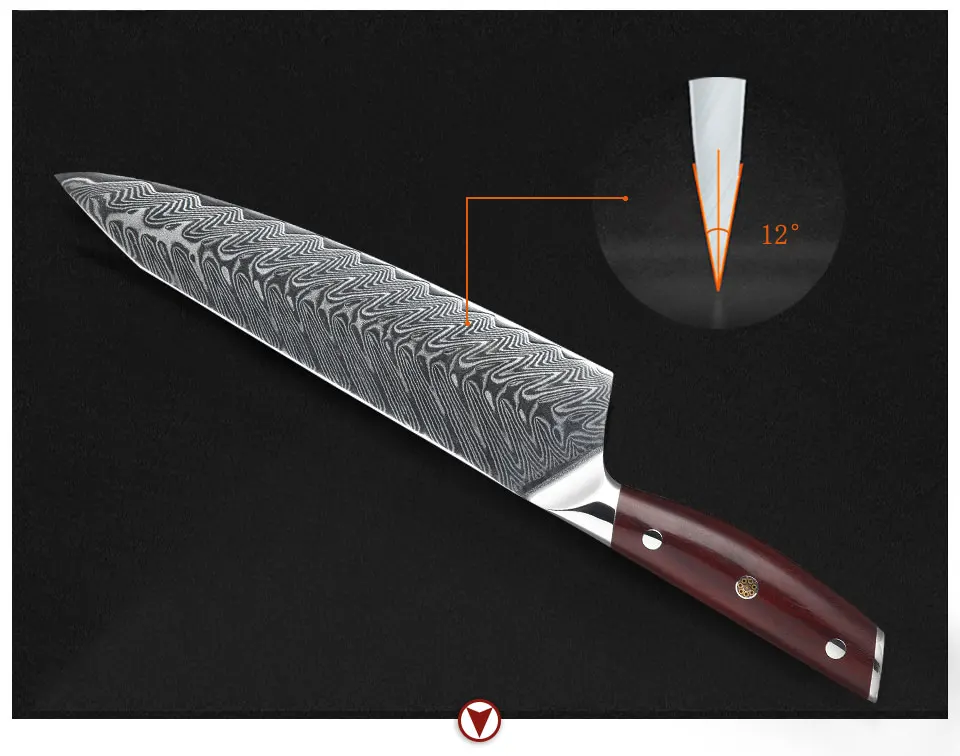 YARENH, 8 дюймов, кухонные ножи, 67 слоев, дамасский нож шеф-повара, профессиональный нож для приготовления мяса, овощей, японский нож, палисандр, ручка