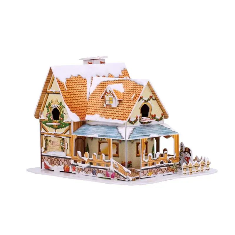 DIY Christmas Miniature House for Dolls Wooden Furniture Dolls House Without LED Light Kits XMS Gift Toys Doll Accessories