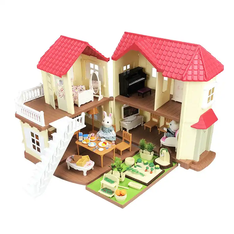 Pretend Play House Toys DIY Doll House Forest Lodge Villa Collocation