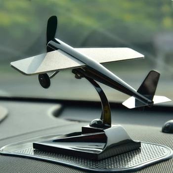 

Mini Non Slip Zinc Alloy Dashboard Decoration Styling Solar Energy Aircraft Model Car Ornament Rotating Desktop Gifts Low Noise