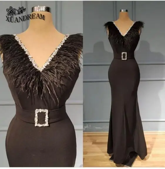 Элегантное вечернее платье с перьями, v-образный вырез, вечернее платье, простое длинное вечернее платье для вечеринки, XD-024