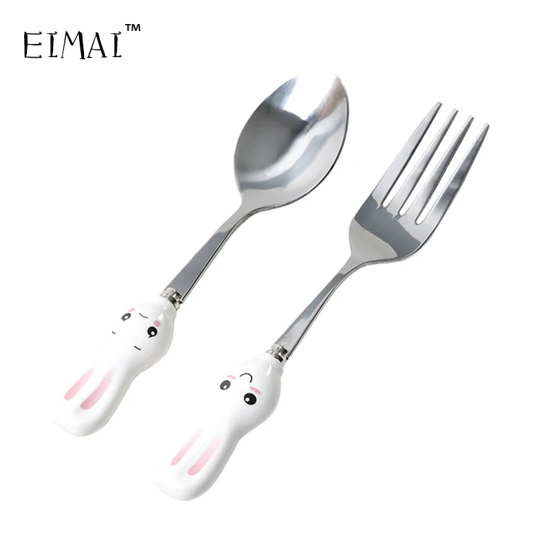 EIMAI мультфильм нержавеющая сталь столовая посуда наборы Милая редис вилка