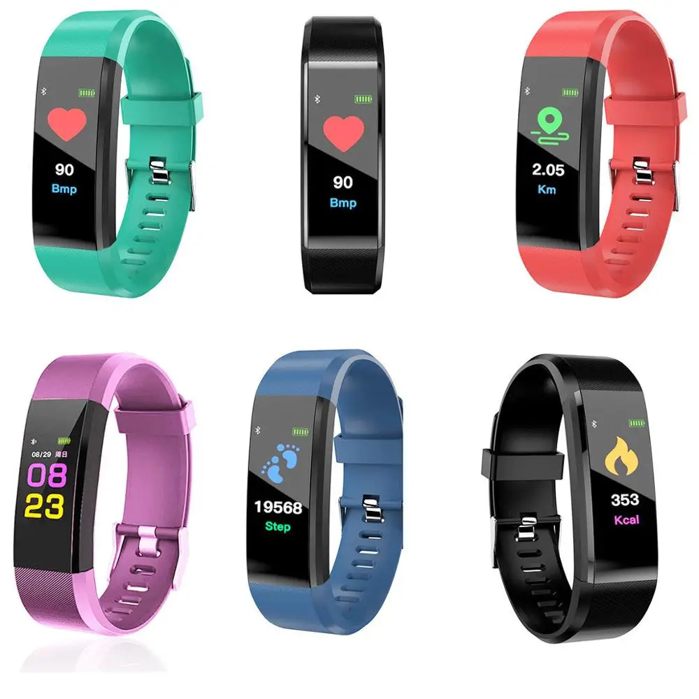 Новые ID115 плюс цветной экран браслет спортивные часы фитнес бег ходьба трекер модные детские часы для мужчин женщин и детей - Цвет: Random