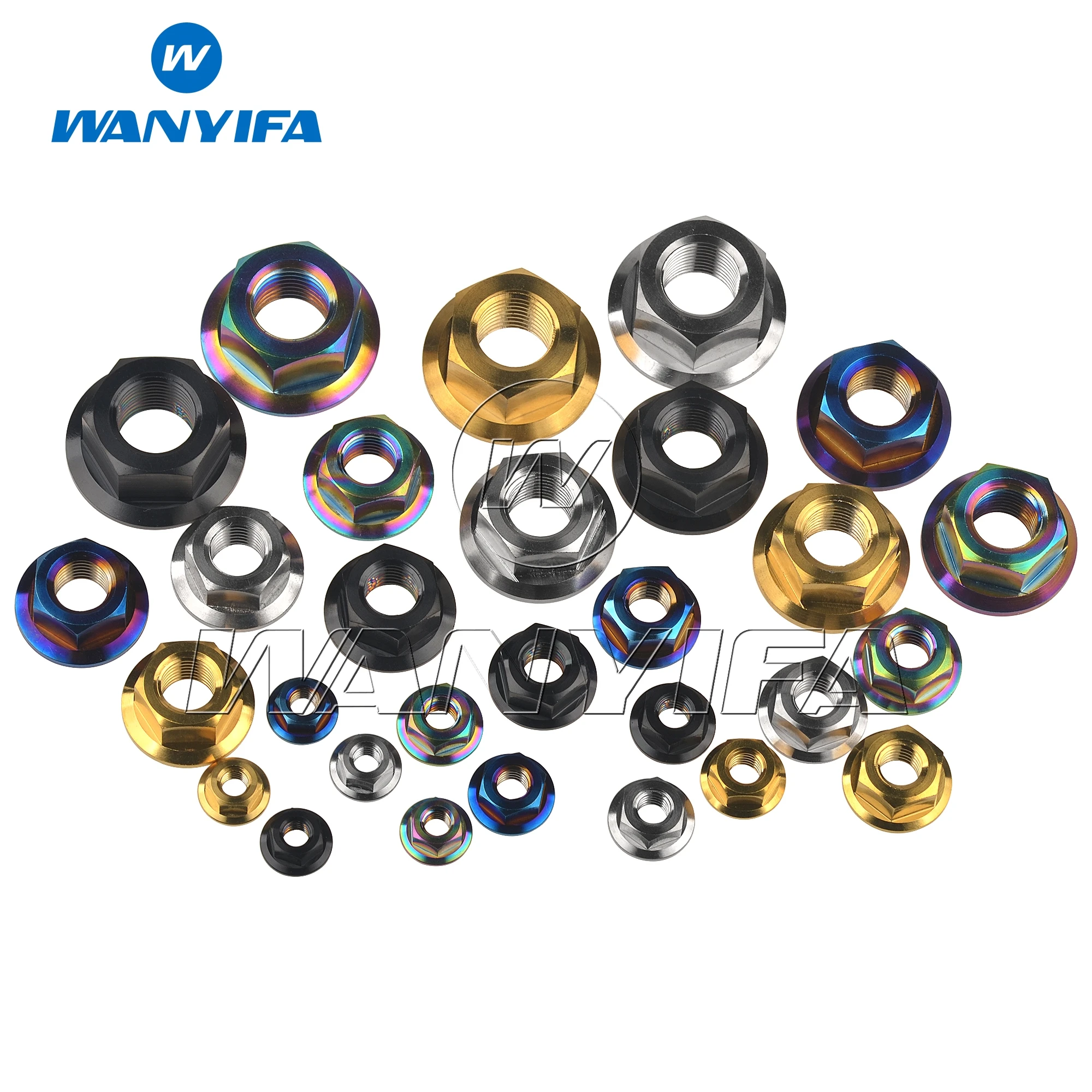 Titanium Flange Nuts Wanyifa M5 M6 M8 M10 M12 M14 M16 For Bicycle Motorcycle Car