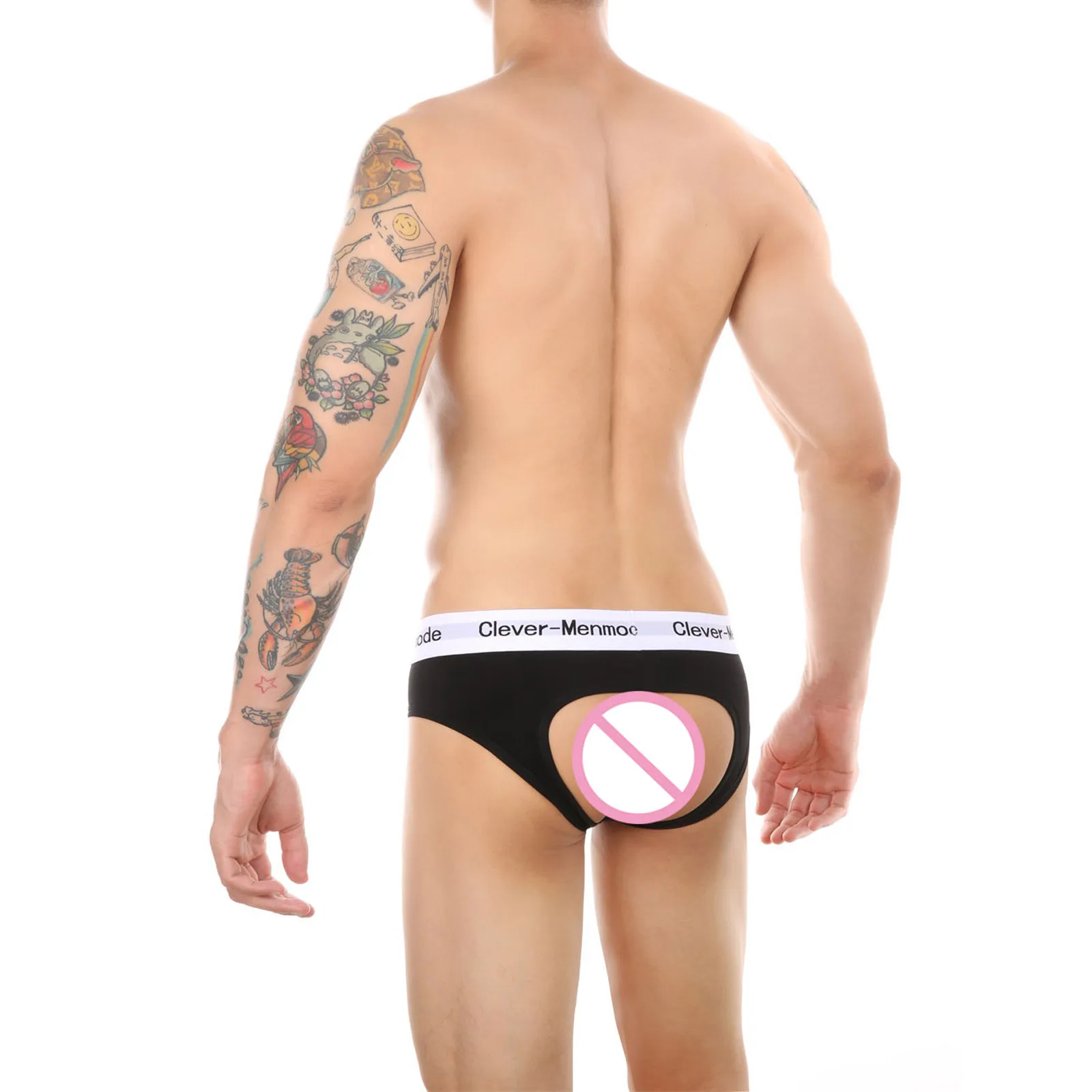 CLEVER-MENMODE Mens Sexy Underwear Briefs Jockstrap Open Butt Penis Pouch Cotton Buttocks Panties hombre Backless Underpants mens underwear