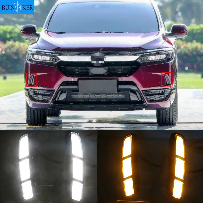 

1 комплект светодиодные лампы для Honda Бриз 2020 DRL Дневной светильник led DRL с желтым сигнал поворота противотуманная фара реле Дневной светильник