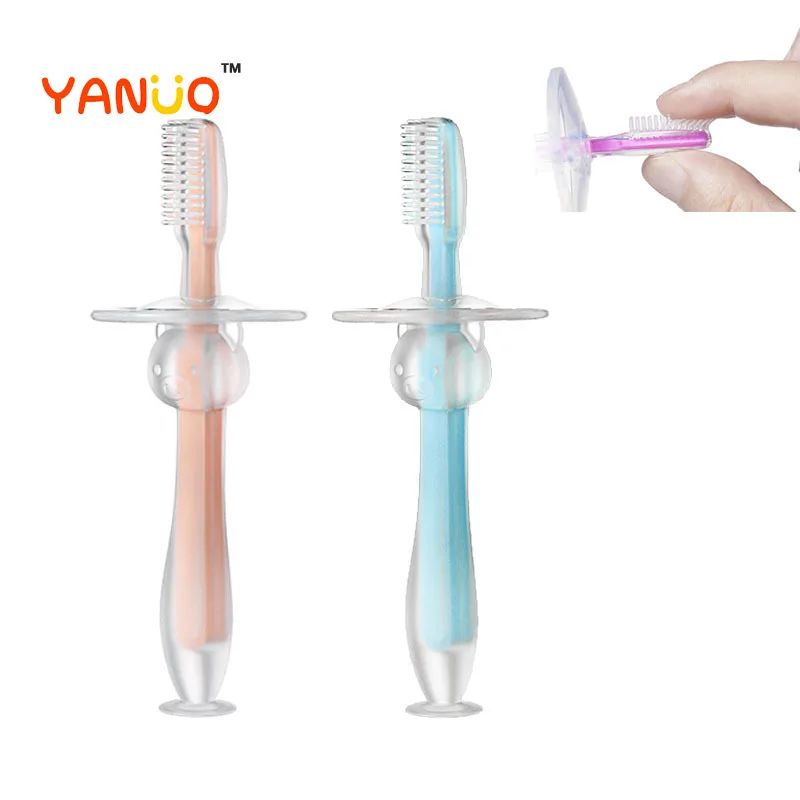 YANUO de silicona suave chico cepillo de dientes de cerdas de cepillo de dientes para los dientes de leche de Cuidado Oral para chico s cepillo para aprendizaje herramienta cepillo de bebé regalos