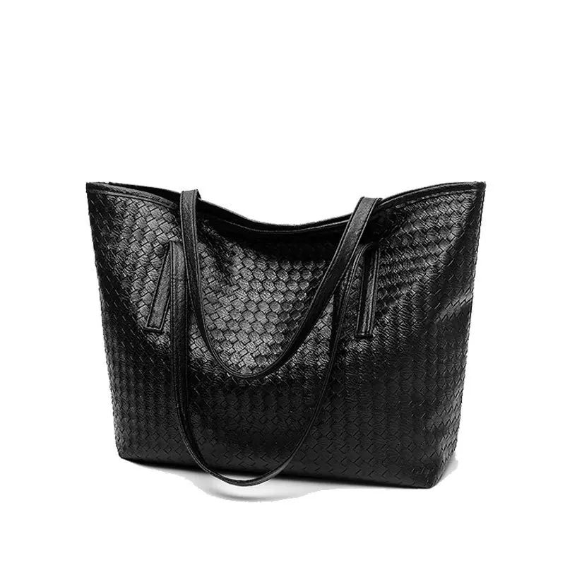 Single shoulder bag women's large capacity solid color woven Korean version messenger wholesale handbag |