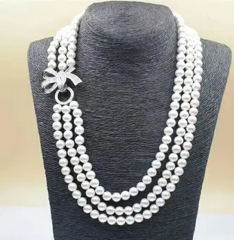 Fashion jewelry noble jewelry huge 7-8mm AAA Freshwater natural white pearl pendant 925silver 16.8-18.5 inches