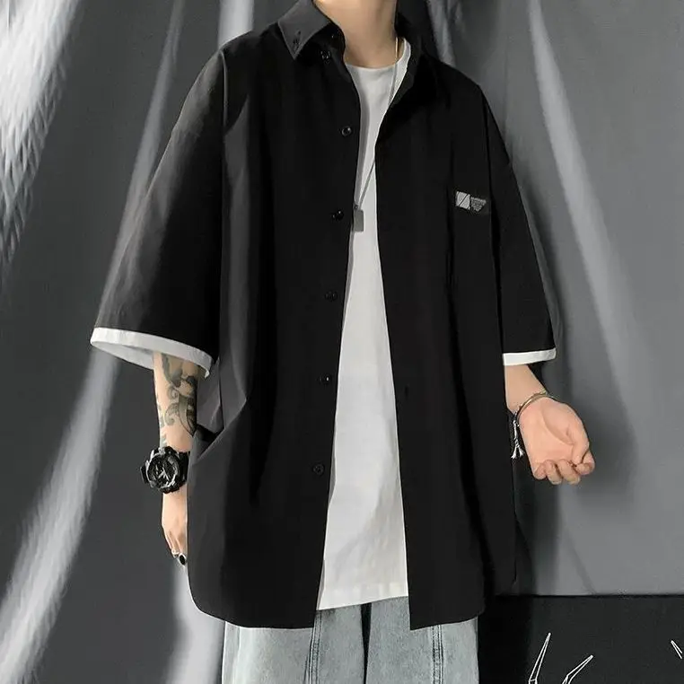 Short sleeve shirt men's Korean version loose and versatile trend casual half sleeve shirt coat summer handsome students dress