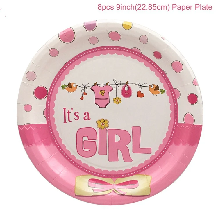 Big Pink Paper Plate FENGRISE/вечерние украшения в виде слона для мальчиков и девочек, украшения для вечеринки на день рождения, детские голубые и розовые украшения в виде конфет - Цвет: Big Pink Paper Plate