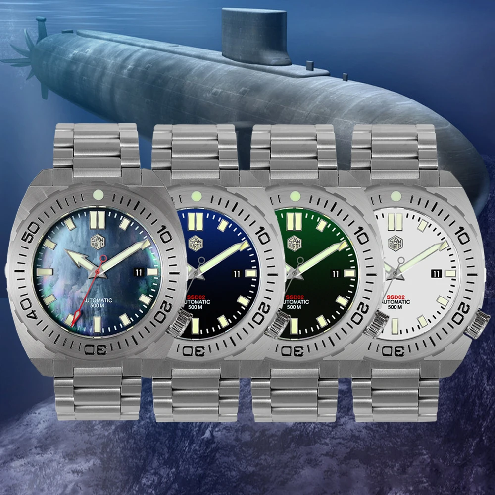 San Martin Diver часы Мужские механические часы Автоматические сапфировые водонепроницаемые 500 м светящиеся из нержавеющей стали Ограниченная серия