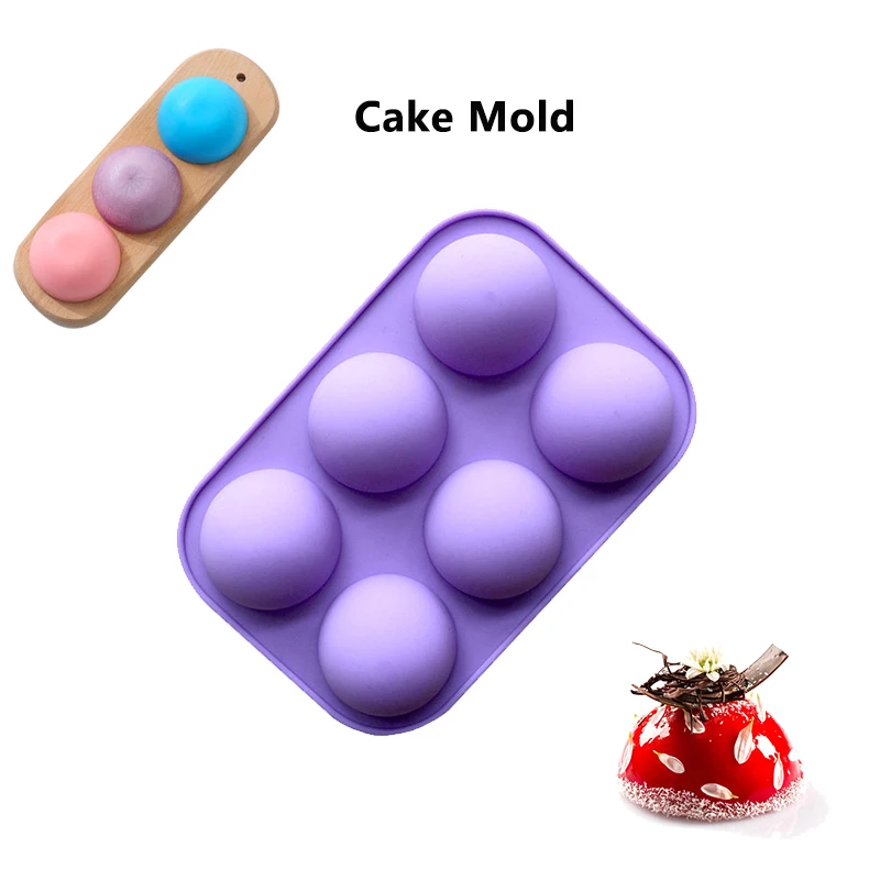 1 шт. Новинка 6 отверстий силиконовая форма для выпечки 3D полусферическая форма для шоколада кекс форма для самостоятельного изготовления торта Маффин Жаростойкие приспособления для кухни