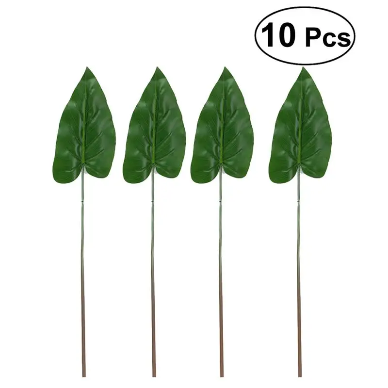 

10pcs Green Palm Leaf Alocasia Leaves Calla Leaves Imitation Plant Party Jungle Beach Theme Decorations for Birthdays Prom
