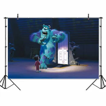 

Vinyl 7X5FT Monsters Blue University Mike Wazowski James P. Sullivan Door Custom Photo Studio Backdrop Background