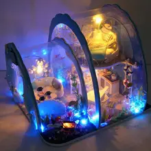 Tente pour enfants bleu profond, bricolage, assemblée à la main, Mini maison avec meubles portables, maison de jeu, poupée E6Z9