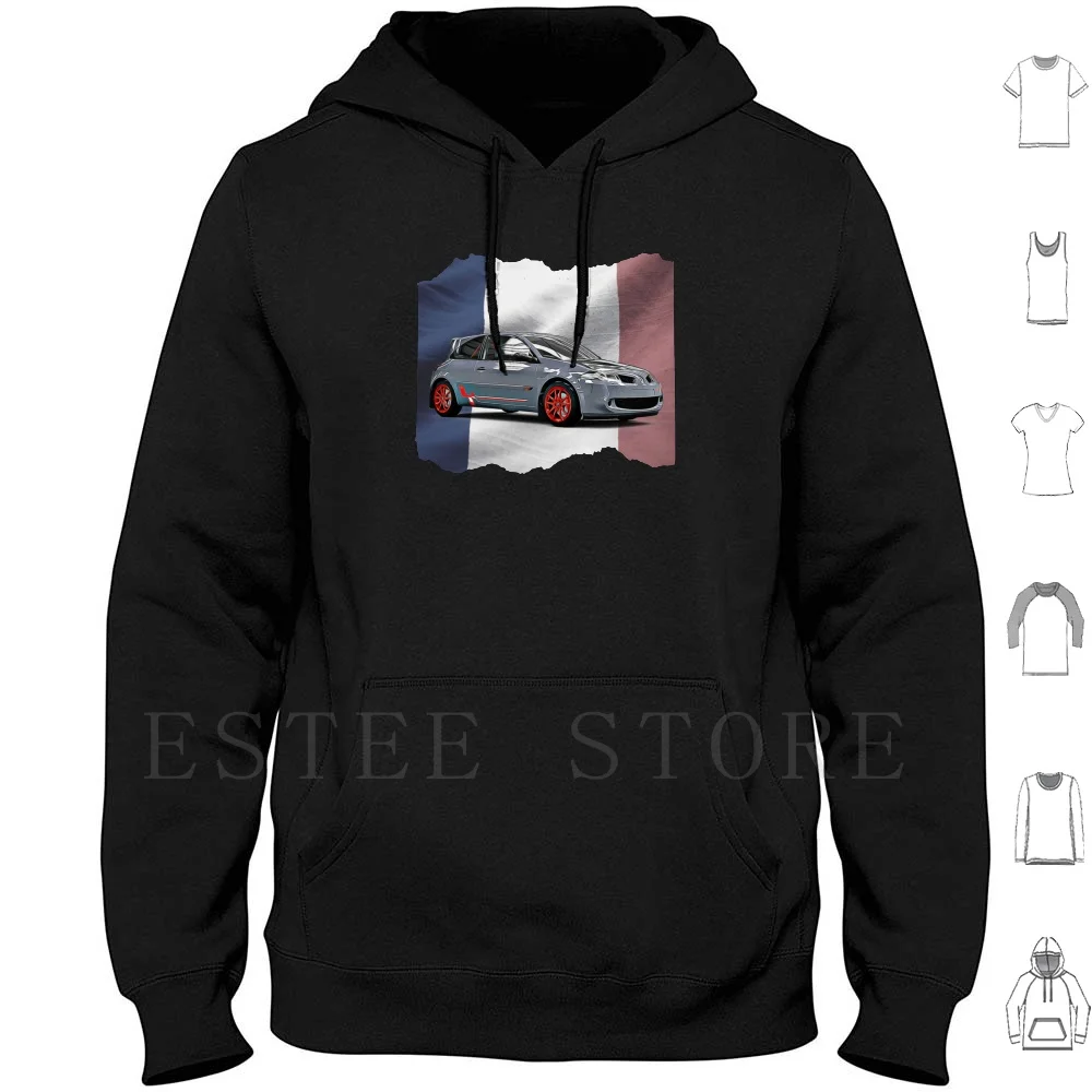 Megane R26 France Print Felpe Con Cappuccio Manica Lunga Car V8 V10 V12 Cool Flag Engine Racing Sports Pagani Automotive Cute
