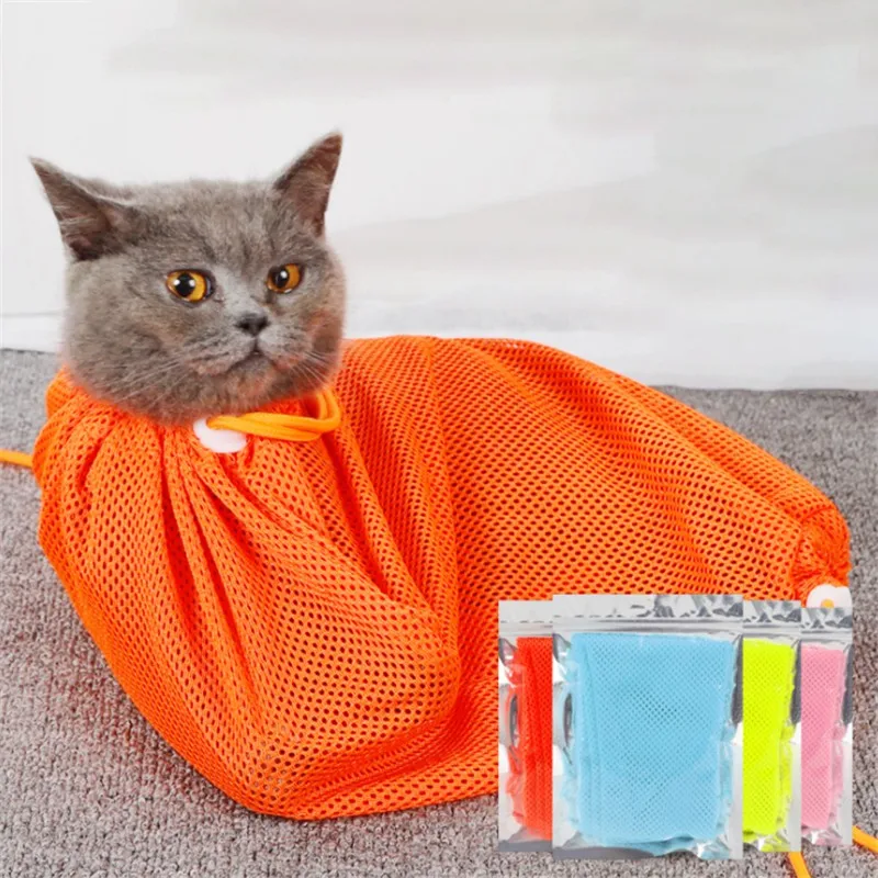 Cats Adjustable Washing Bags Cat Grooming Bath Mesh Bag For Pet Bathing Nail Trimming Injecting Anti Scratch Bite Restraint