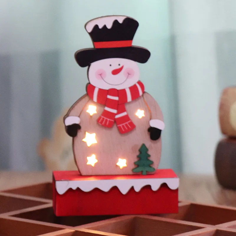 small snowman 1 шт. Рождественские Подвески Деревянные светящиеся орнаменты рождественские новогодние вечерние украшения для домашнего магазина - Цвет: small snowman
