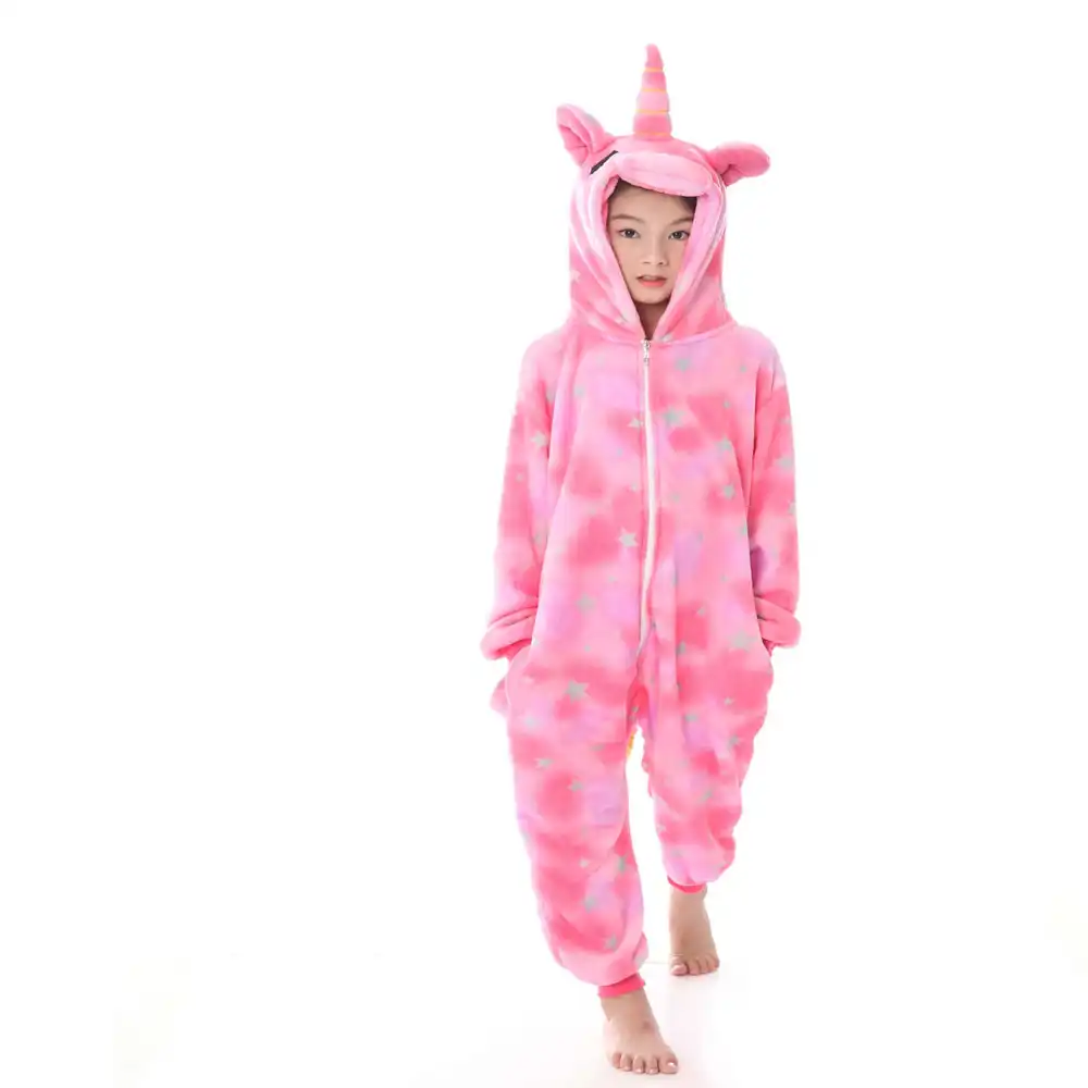 Pyjama En Flanelle Pour Enfants De 4 A 12 Ans Costume De Cosplay De Licorne Kigurumi Combinaison A Capuche Pour Garcons Et Filles Aliexpress