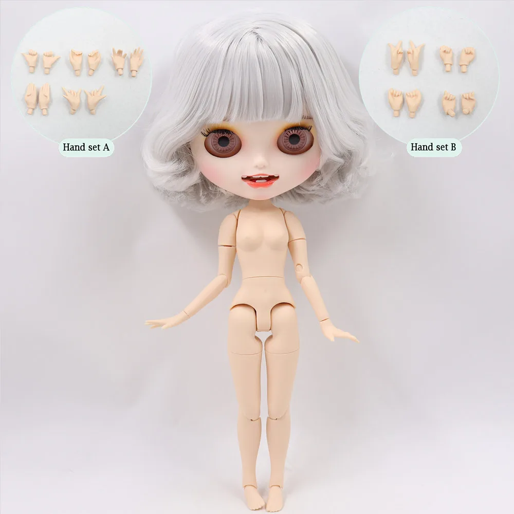 Ледяной обнаженный Blyth кукла No. BL1003 серые волосы резные губы открытый рот матовая индивидуальные лица сустава тела 1/6 bjd - Цвет: like the picture