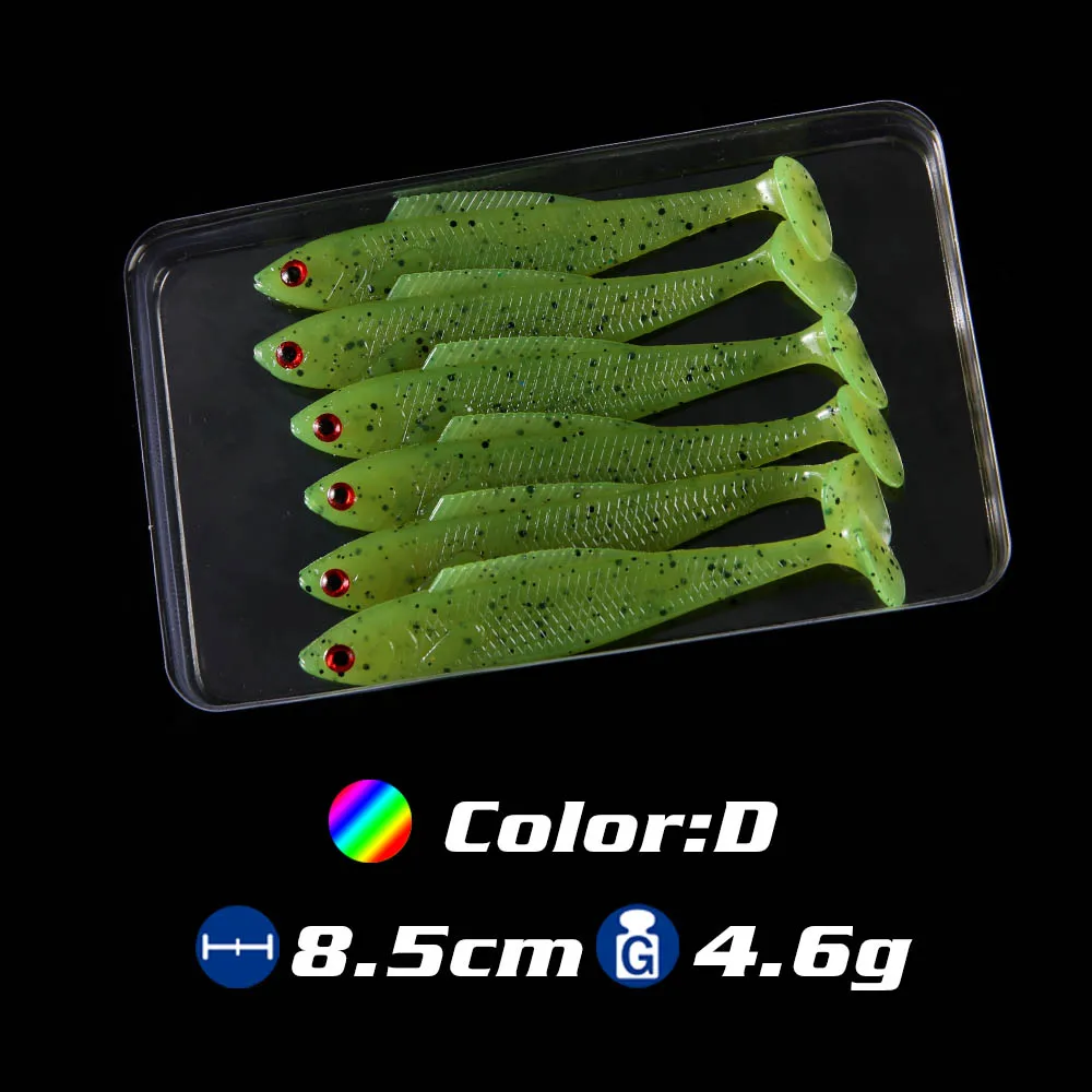 ColorD Мягкая приманка для рыбной ловли, мягкая пластиковая наживка, 8.5cm4.5g, 3D глаза, Т-хвост, искусственная приманка, щука, Шады, Мягкая приманка isca - Цвет: ColorD