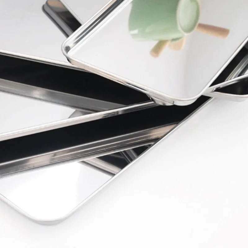 Stainless Steel Steamed Sausage Dish Rectangle Fruit Plate Restaurant Hotel Bread Loaf Pans Cake Baking Pastry Storage Tray kitchen tray,storage tray,bamboo organizer tray
