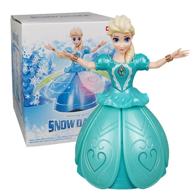 Princess Frozen Electric Dancing Toys Elsa Anna Doll with Wings Action Figure Rotating Projection Light Music Model Dolls 3