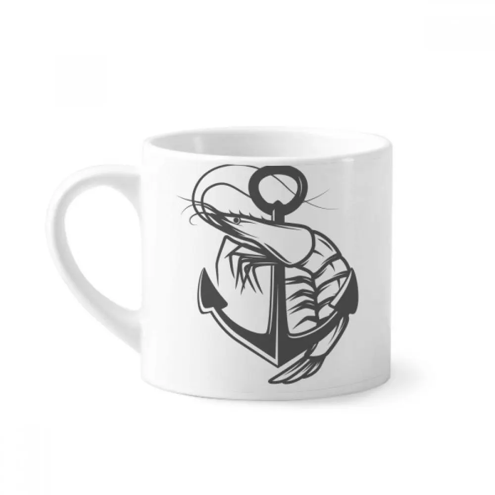 

World Shrimp Marine Organism Mini Coffee Mug White Pottery Ceramic Cup With Handle 6oz Gift