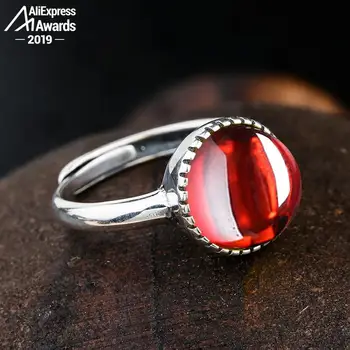 

10*10mm 6.18 Sale S925 Sterling Silver Australia Ruby Rings good taste Rings handicraft Gemstone Retro Chalcedony