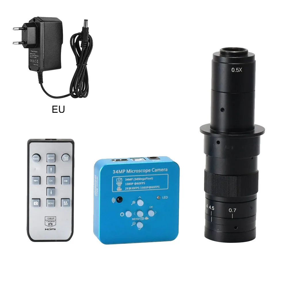 41mp 300x eu plug 41MP HDMI USB промышленный электронный цифровой видео микроскоп камера 100X 120X 180X 300X C крепление объектива Комплект WWO66 - Цвет: 41mp 300x eu plug