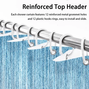 

Shower Curtain With Hooks Home Washable Bathroom Supplies Hotel Line Gradient Waterproof Fabric Separate Quick Drying Hanging