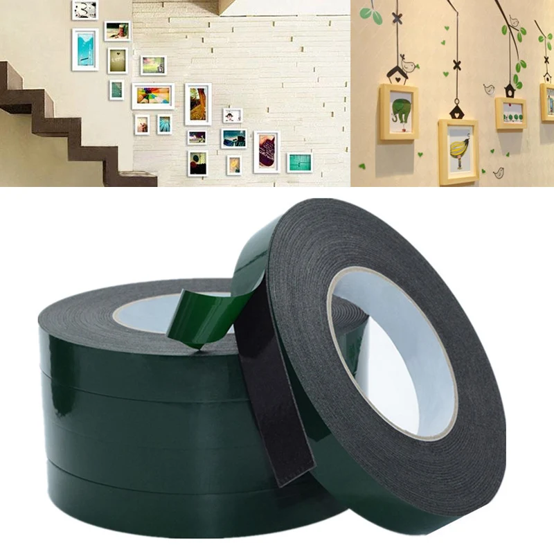 Foam Double Sided Hot Sale Popular Seamless Self Adhesive Tape 5-50mm Black Green Film Permanent High Quality 1Roll 10m | Обустройство