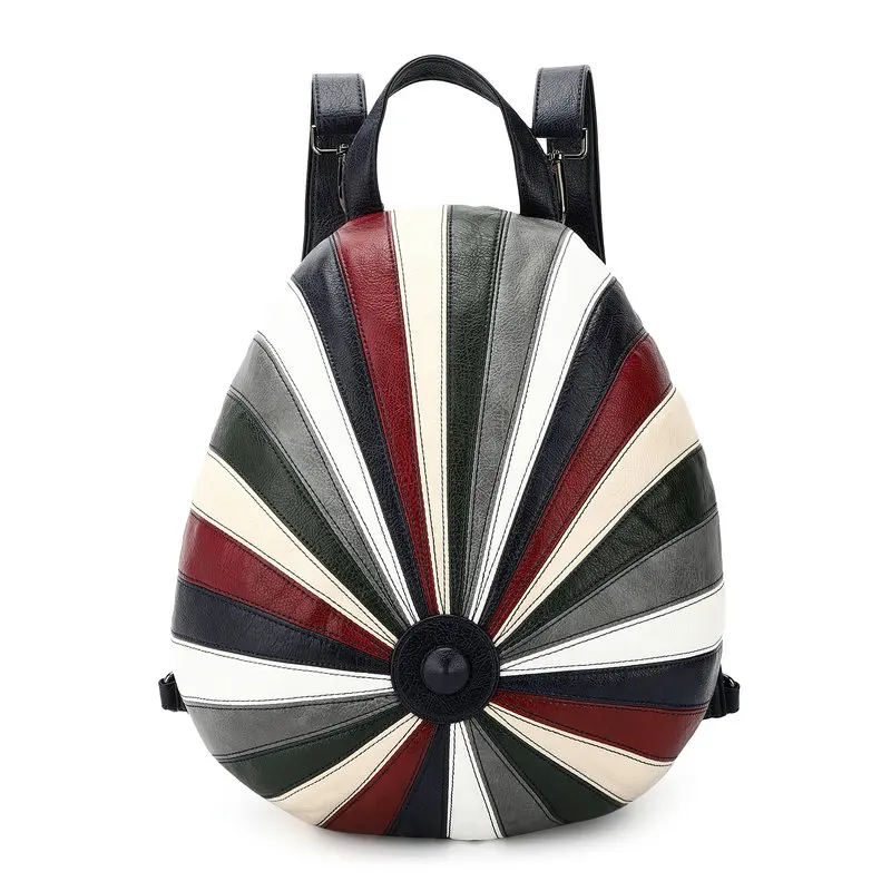 Stylish Backpacks luxury Angel Me 2021 New Arrival Hot Selling Women Hat Color Stripe Backpack, Soft Leather Spacious Shoulder Bag stylish and comfortable backpacks