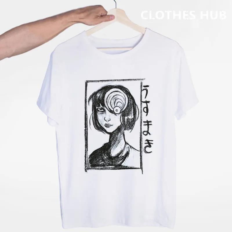 Летняя мода Для мужчин повседневные футболки Узумаки Джунджи Ito ужас Футболки с героями манга мужской забавная футболка в стиле Харадзюку - Цвет: Серый
