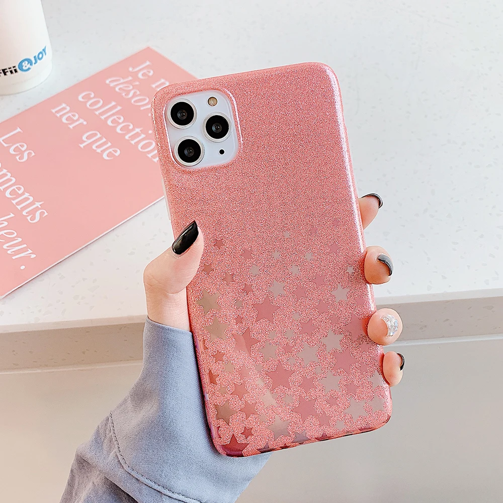 Роскошные чехлы для телефонов с блестящими звездами для iphone 11 11Pro Max XR 7 8 6 6S Plus X XS Max, милые мягкие чехлы на заднюю панель