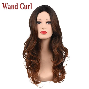 

Wand Curl Long Wavy Synthetic Wigs Woman's Curly Wig Kinky Curly Ombre Pink Green Wigs for Women Cosplay Daily Party Wigs