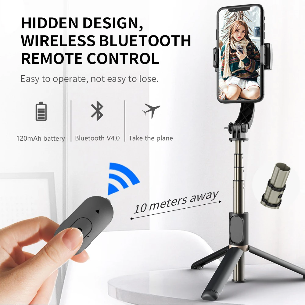 Estabilizador do Telefone Suporte para Iphone Ruzsj Bluetooth Handheld Cardan Móvel Q08 Selfie Vara Titular Ajustável - Huawei L08 - Image 3