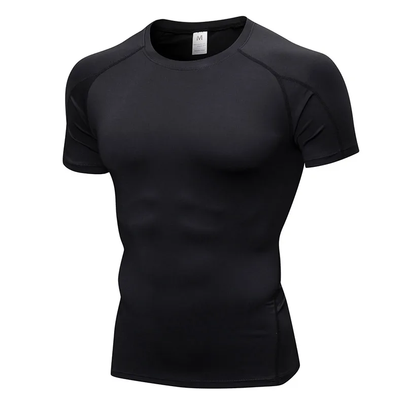 Acefancy Black Cop Top Compression Short Leeve T Shirt Sport for Men Gym Shorts Stretchy Tops 71605 Male Sportwear Gym Clothes - Цвет: Black