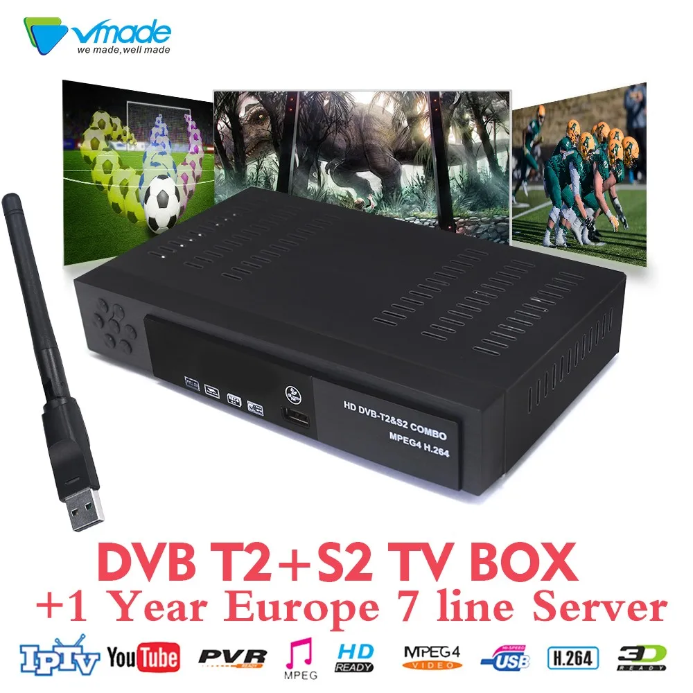 Vmade USB WiFi DVB t2 наземный s2 спутниковый комбо цифровой H.264 приемник suppt CCCAM YouTube tv box с 1 год Cccam сервер