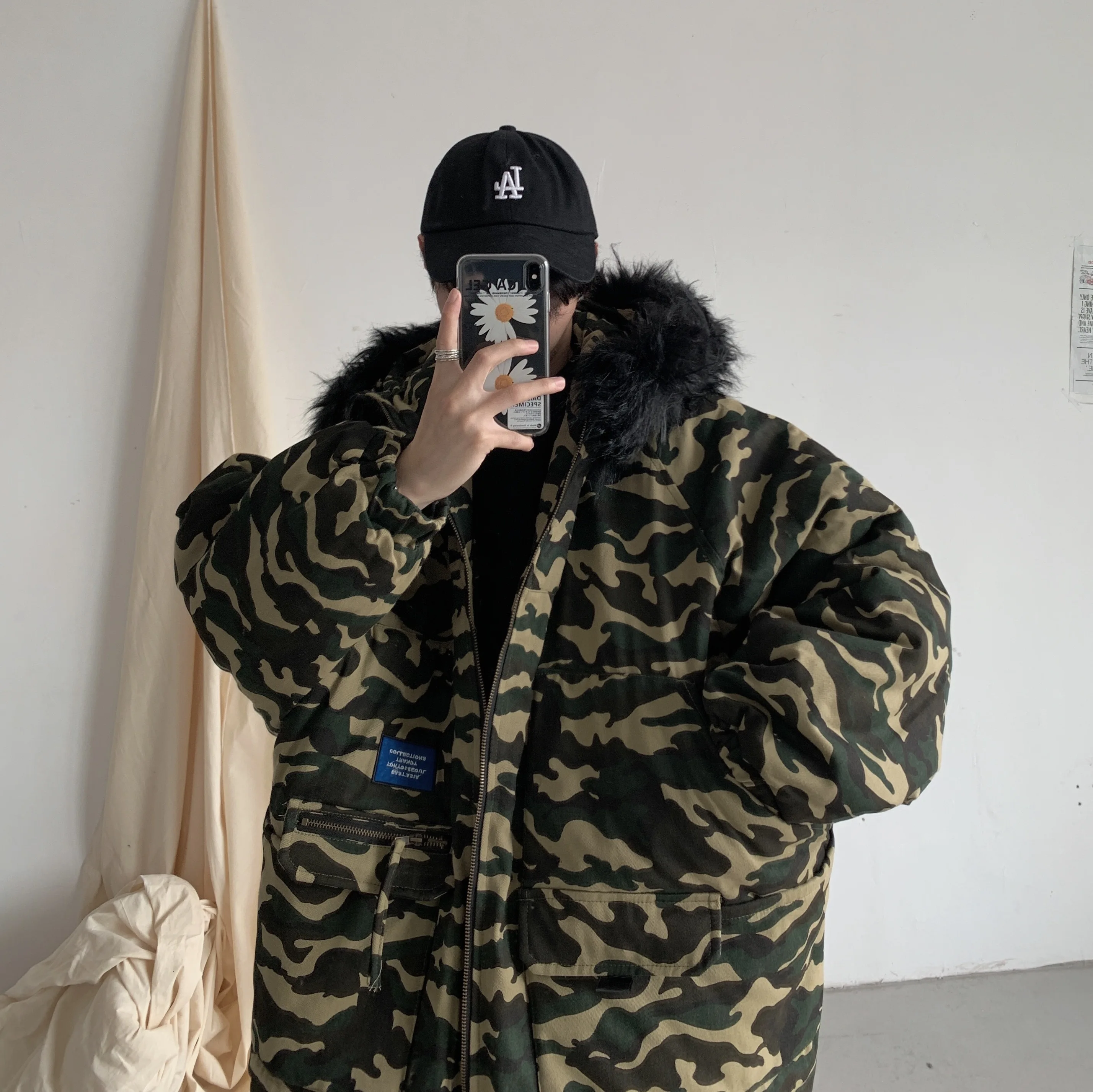

Winter Men's Waterproof Parkas Snow Jackets Keep Warm Camouflage Printing Long Cotton-padded Clothes Casual Coats Trench M-2XL