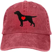 Лабрадор с сердцем унисекс Потертая джинсовая бейсболка папа шляпа регулируемая задняя застежка шляпа водителя грузовика