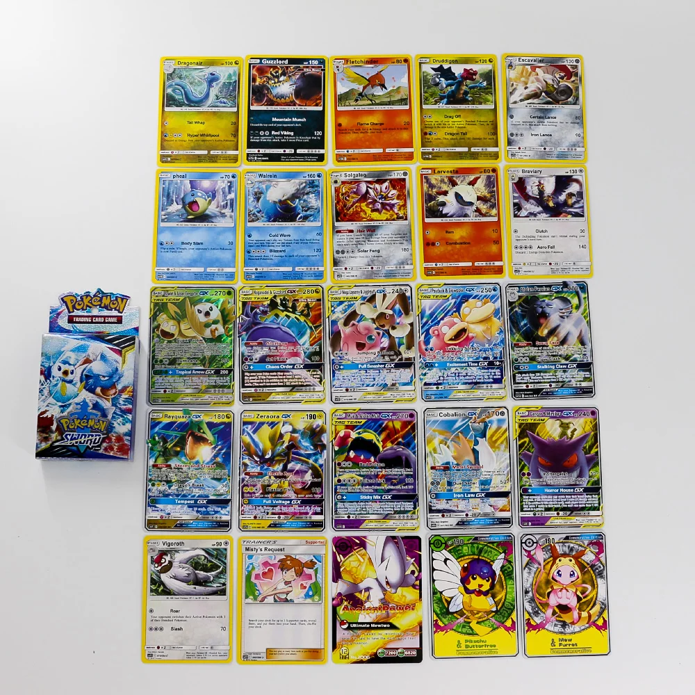 Takara Tomy New Pokemon Cards Sword and Shield Shining Box GX Flash Cards Energy Trainer Tag Team 25pcs Toys for Kids