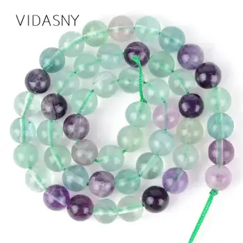 

Natural Green Colorful Fluorite Stone Beads For Jewelry Making 4/6/8/10/12mm Round Spacer Beads Diy Bracelet Necklace 15inch