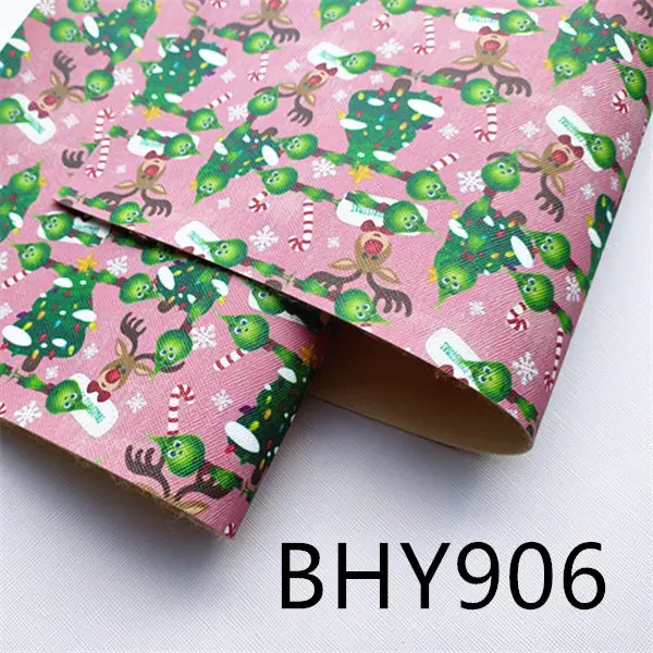 BHY906 A4 20*33 см 10 листов мультяшный Рождественский персонаж ткань синтетическая кожа виниловый лист BHY908 - Цвет: BHY906