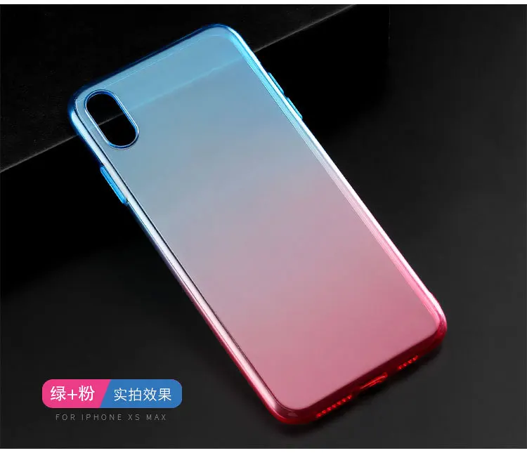 green pink 20 шт. ультра тонкий градиентный силиконовый чехол для айфон афон айфона iphone 5 se 6 s 7 8 plus iphone x xr xs max чехол s tpu чехол Чехлы tok husa kryt - Цвет: green pink